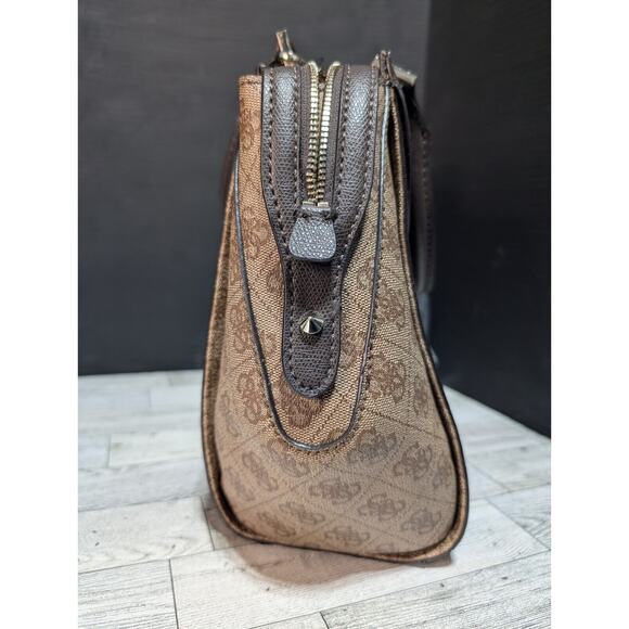 GUESS Nissana Ladies Satchel Tote Brown Handbag Purse Missing Some Packing New - Picture 4 of 12
